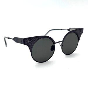 Bottega Veneta Sunglasses BV0113S 001 Charcoal Color Metal Cat Eye Frame & Lens
